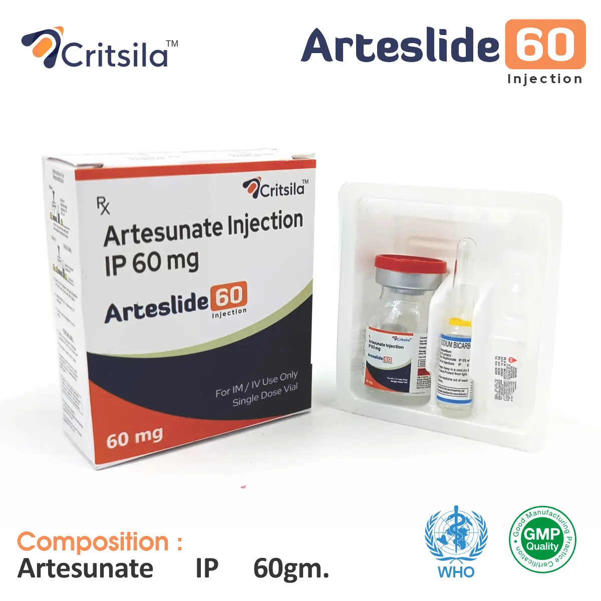 Artesunate 60mg Injection at Best Price in PCD Pharma Franchise for Antimalarial and Severe Malaria, Emergency Treatment